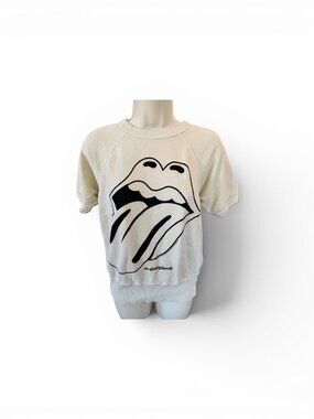 Rolling Stones x People of Leisure Sweatshirt Tongue Logo Graphic Cream M